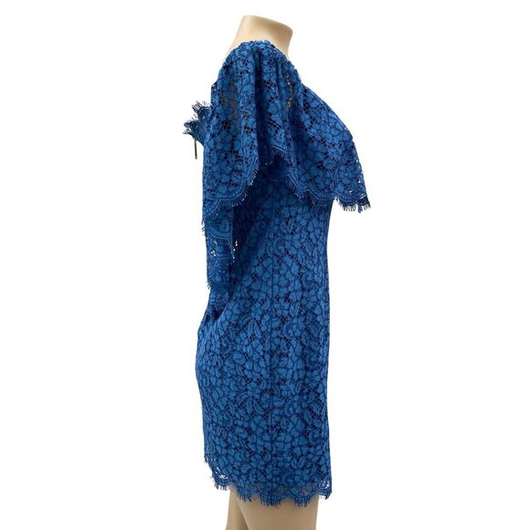 NWT Rachel Zoe Off-Shoulder Blue Lace Adelyn Mini Dress Zip Back Women's 6 - Picture 4 of 13
